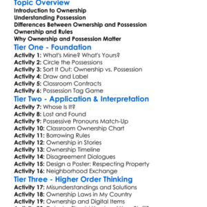 Ownership And Possession Worksheet Activity Booklet