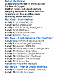 Oxidation And Reduction Worksheet Activity Booklet