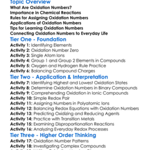 Oxidation Numbers Worksheet Activity Booklet