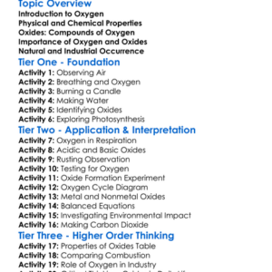 Oxygen And Oxides Worksheet Activity Booklet