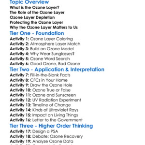 Ozone Layer Worksheet Activity Booklet