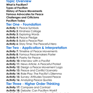 Pacifism And Peace Movements Worksheet Activity Booklet