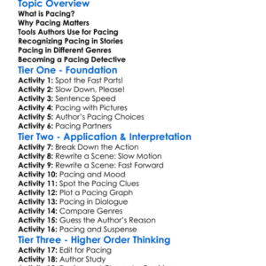 Pacing In Literature Worksheet Activity Booklet