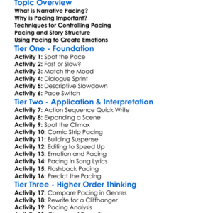 Pacing In Narrative Worksheet Activity Booklet