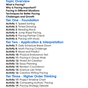 Pacing Worksheet Activity Booklet