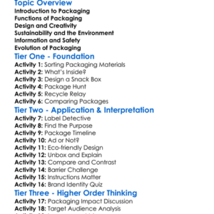 Packaging Design And Function Worksheet Activity Booklet
