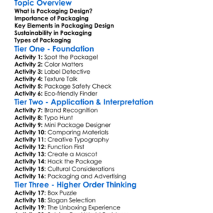 Packaging Design Basics Worksheet Activity Booklet