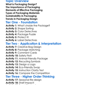 Packaging Design Fundamentals Worksheet Activity Booklet