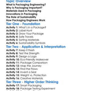 Packaging Engineering Worksheet Activity Booklet