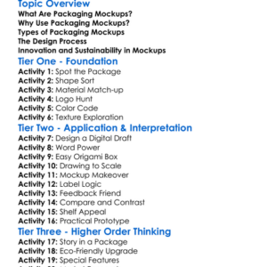 Packaging Mockups Worksheet Activity Booklet