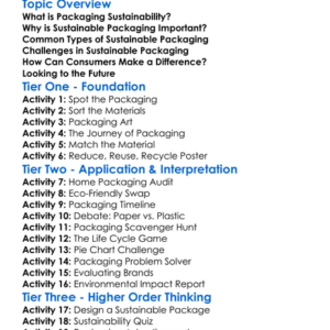 Packaging Sustainability Worksheet Activity Booklet
