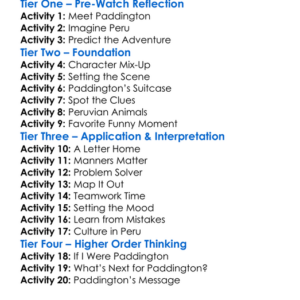 Paddington In Peru Worksheet Activity Booklet
