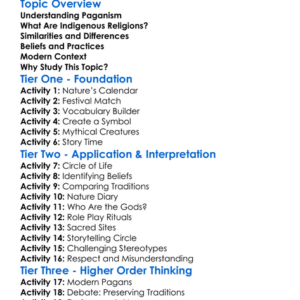 Paganism And Indigenous Religions Worksheet Activity Booklet