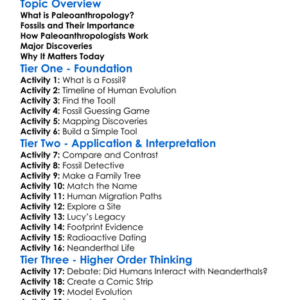 Paleoanthropology Worksheet Activity Booklet