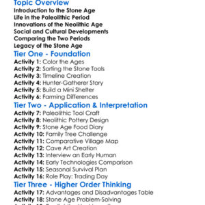 Paleolithic And Neolithic Periods Worksheet Activity Booklet