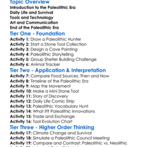 Paleolithic Era Worksheet Activity Booklet