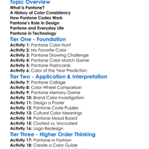 Pantone Color Systems Worksheet Activity Booklet