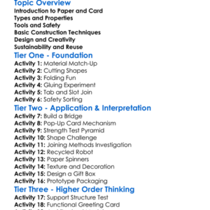 Paper And Card Construction Worksheet Activity Booklet