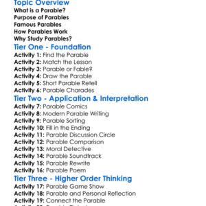 Parable Worksheet Activity Booklet