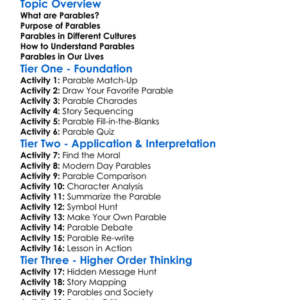 Parables And Their Meanings Worksheet Activity Booklet
