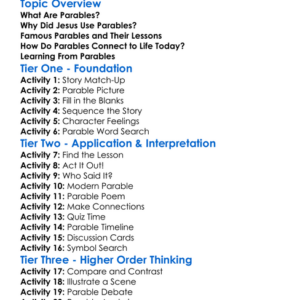 Parables Of Jesus Worksheet Activity Booklet