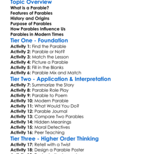 Parables Worksheet Activity Booklet