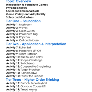 Parachute Games Worksheet Activity Booklet