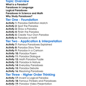 Paradox Worksheet Activity Booklet
