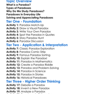 Paradox Worksheet Activity Booklet