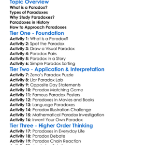 Paradoxes Worksheet Activity Booklet
