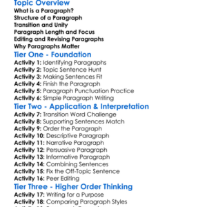 Paragraph Writing Worksheet Activity Booklet