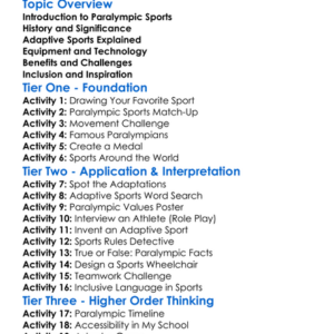 Paralympic And Adaptive Sports Worksheet Activity Booklet