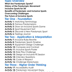 Paralympic And Inclusive Sports Worksheet Activity Booklet
