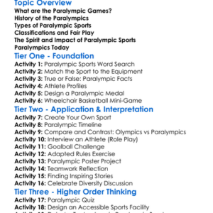 Paralympic Sports Introduction Worksheet Activity Booklet