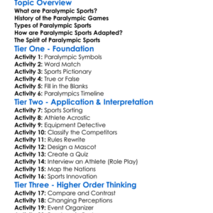 Paralympic Sports Worksheet Activity Booklet