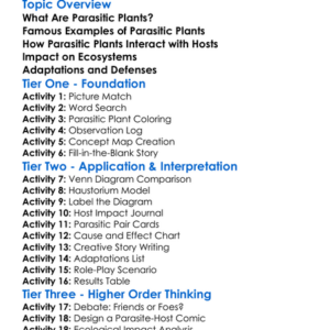 Parasitic Plants And Their Hosts Worksheet Activity Booklet