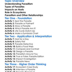 Parasitic Relationships In Nature Worksheet Activity Booklet