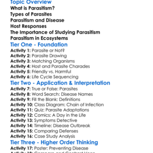 Parasitism And Disease Worksheet Activity Booklet
