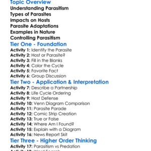 Parasitism And Examples Worksheet Activity Booklet