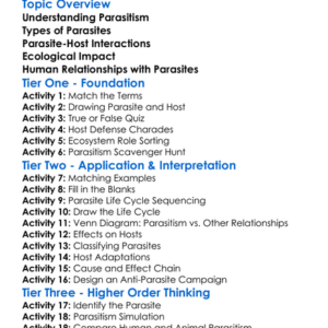 Parasitism And Host Relationships Worksheet Activity Booklet