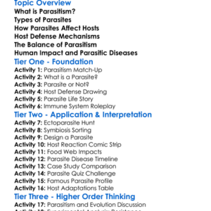 Parasitism And Host Response Worksheet Activity Booklet
