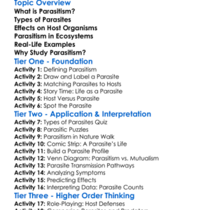 Parasitism In Biology Worksheet Activity Booklet