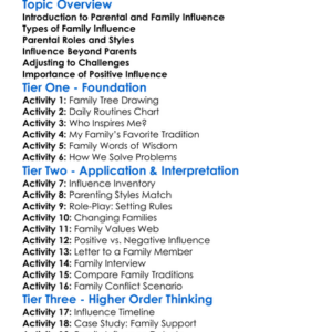 Parental And Family Influence Worksheet Activity Booklet