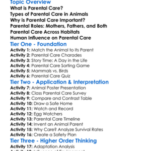 Parental Care In Animals Worksheet Activity Booklet