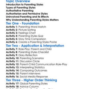 Parenting Styles Worksheet Activity Booklet