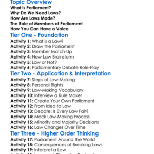 Parliament And Law-Making Worksheet Activity Booklet
