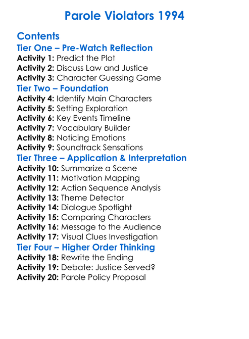 Parole Violators 1994 Worksheet Activity Booklet