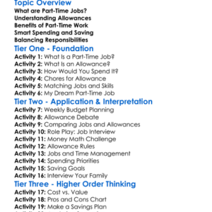 Part-Time Jobs And Allowances Worksheet Activity Booklet
