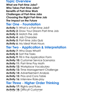 Part-Time Jobs Worksheet Activity Booklet
