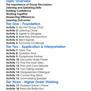 Participating In Group Discussions Worksheet Activity Booklet